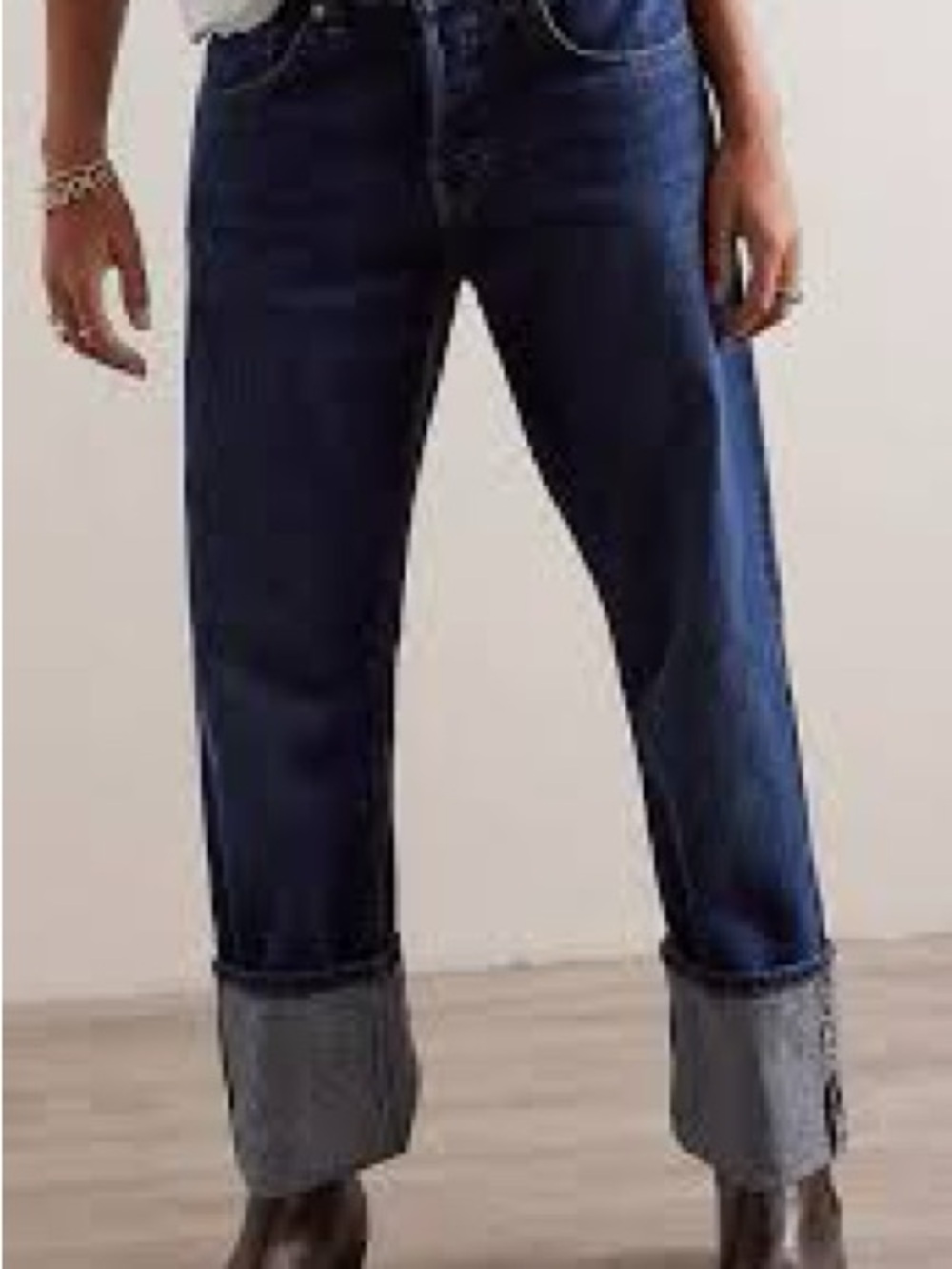 Dark Blue Women’s Relaxed Cuff Jeans